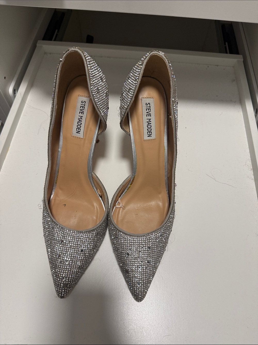 Steve Madden Silver Crystal Pointed D'Orsay Pumps